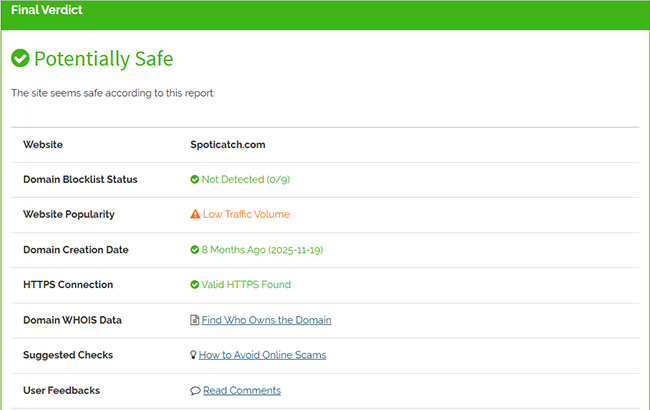 is spoticatch safe