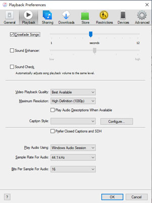 crossfade on apple music on windows by itunes
