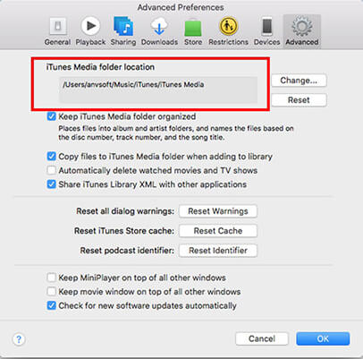 change itunes media folder location to sd card