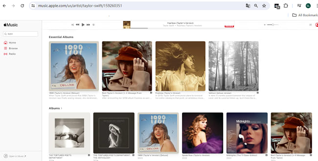 apple music web player key feature