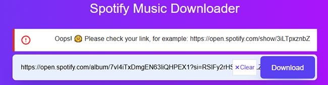 link error sssspotify