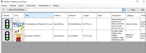 listed audible books in libation