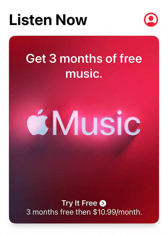 listen now music app on iphone