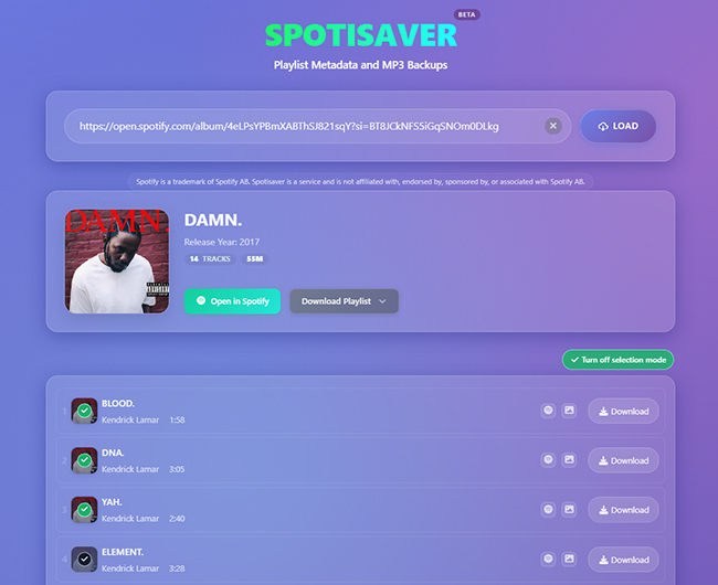 spotisaver spotify album downloader to download tracks