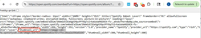locate spotify thumbnail url