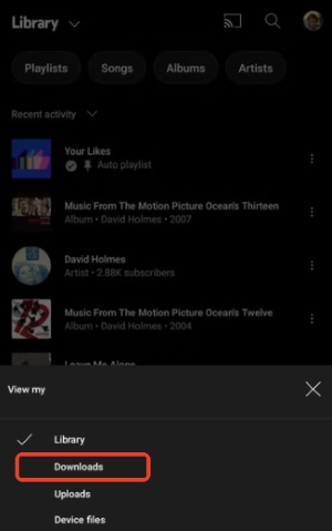 locate youtube music on library