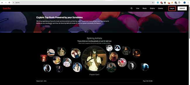 log into lastfm account