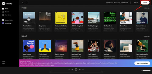 log in to spotify web player