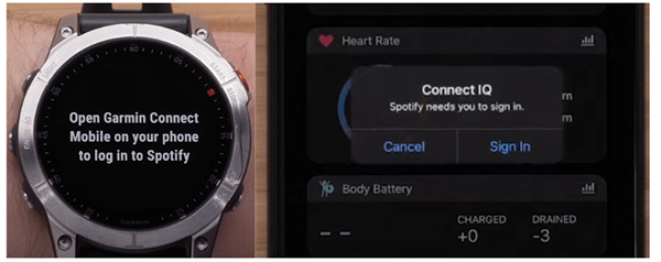 log into spotify on garmin vivoactive