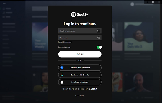 login into spotify premium on computer