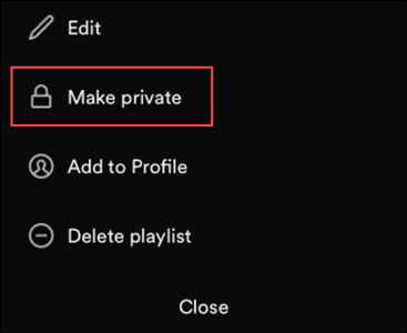 make private spotify playlist mobile