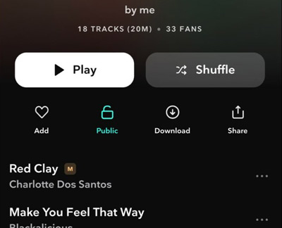 make tidal playlist public to share