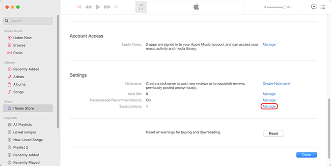 manage apple music subscription on mac