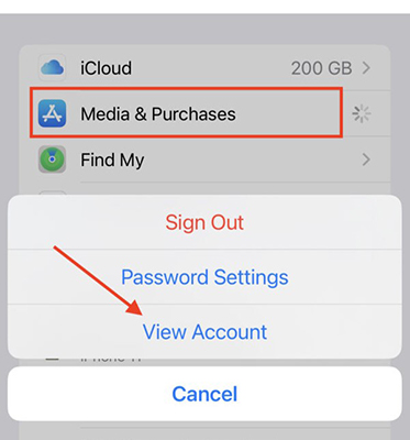 view account under media purchases