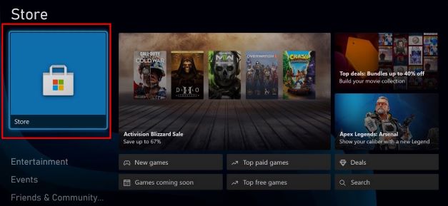 open microsoft store on xbox