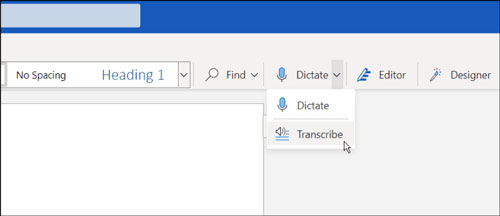 microsoft word transcribe