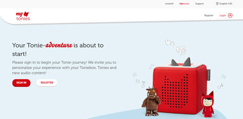 open mytonies website on computer