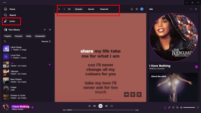 new lyrics feature on spotify