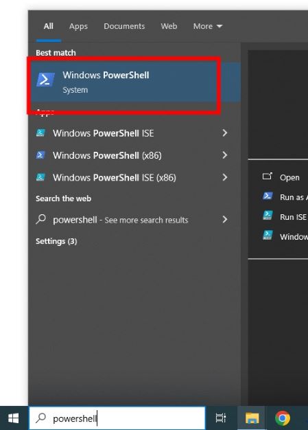 open powershell on windows