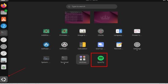 open spotify in app center on linux