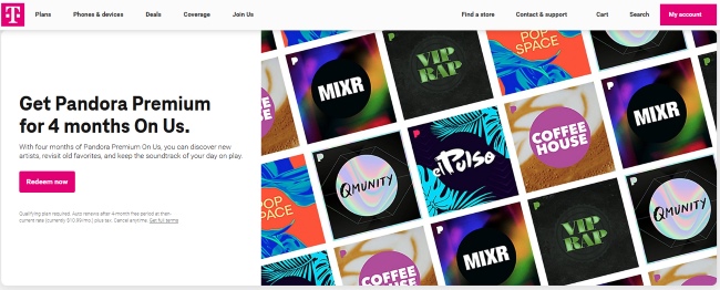 get free pandora premium trial via t mobile