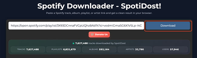 copy and paste spotify link into spotidost