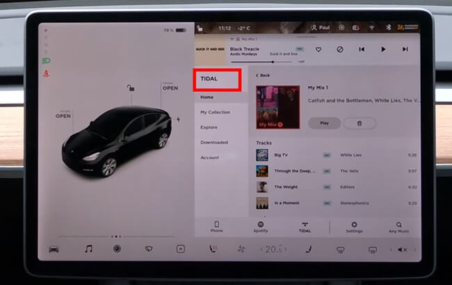 play tidal on tesla