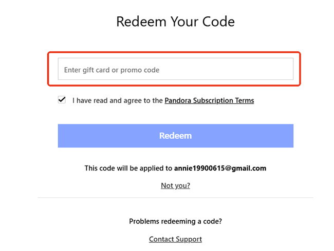 redeem pandora free code