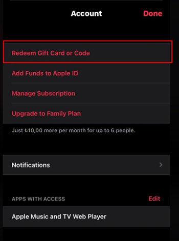redeem gift card code apple music