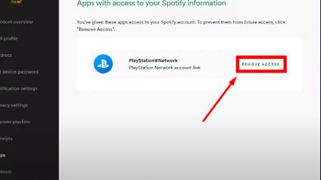 remove access spotify playstation