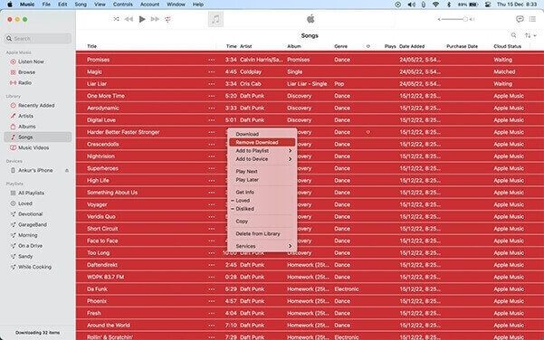 remove all downloads from apple music mac