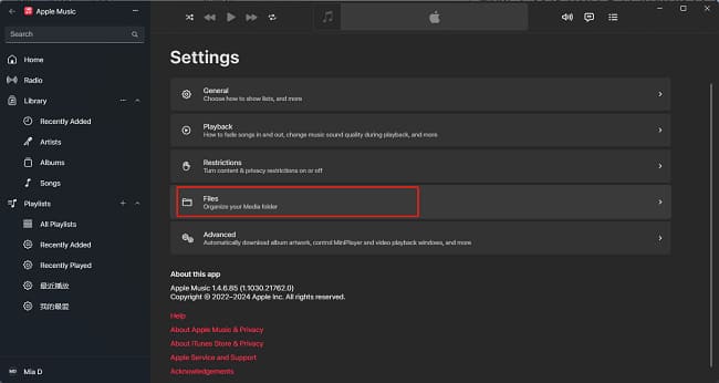 apple music resetting windows