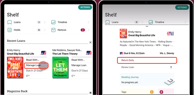 return libby audiobooks early