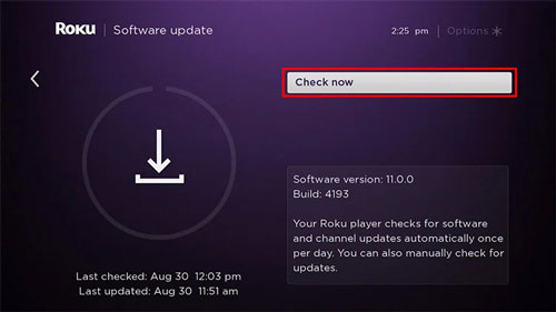 roku tv software update