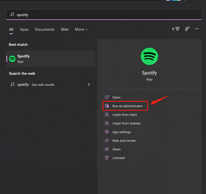 run spotify as admin on windows 11