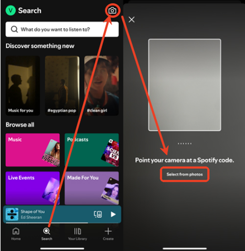 scan spotify code with phone from photo