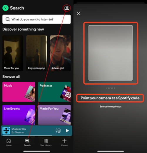 scan spotify code within app