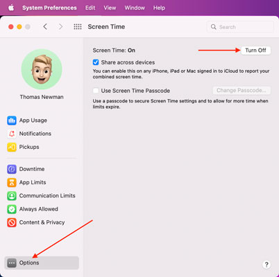 screen time options on mac