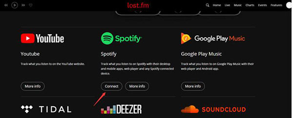 link spotify to last fm via trackmymusic