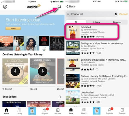 search audible books app