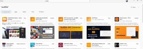 search for audible converter in microsoft store