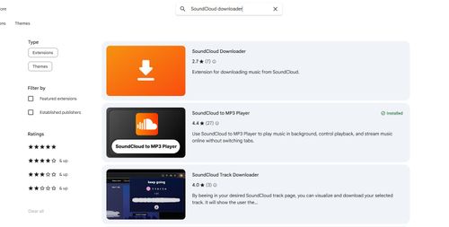 search for soundcloud downloader in chrome web strore