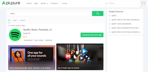 find spotify in apkpure website