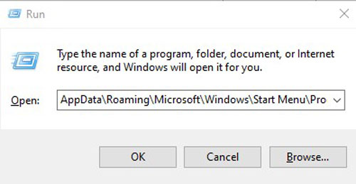 search on run app windows