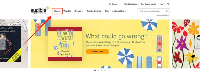 select library on audible website