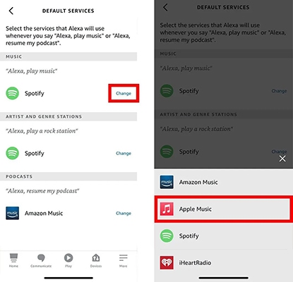 set apple music as default alexa music player