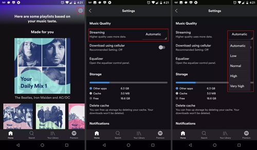 set spotify quality android