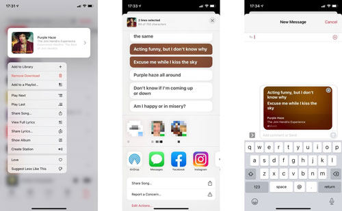 Share Apple Music lyrics
