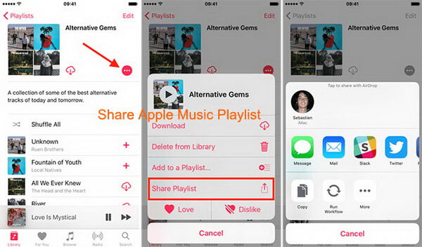 share playlist on apple music on iphone