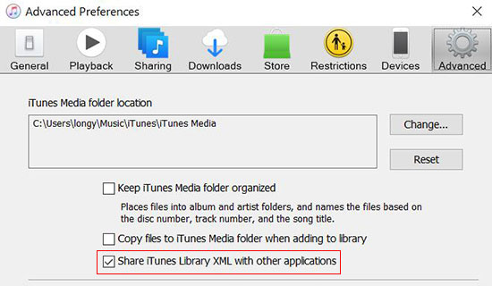 open share itunes library xml with other applications